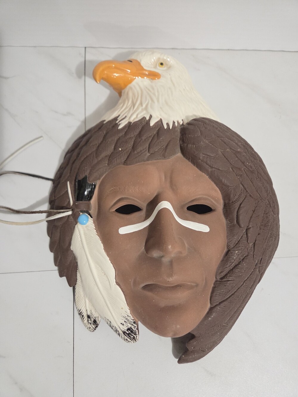 Vintage Native American Warrior Bald Eagle Mask 14x11" Wall Mounted